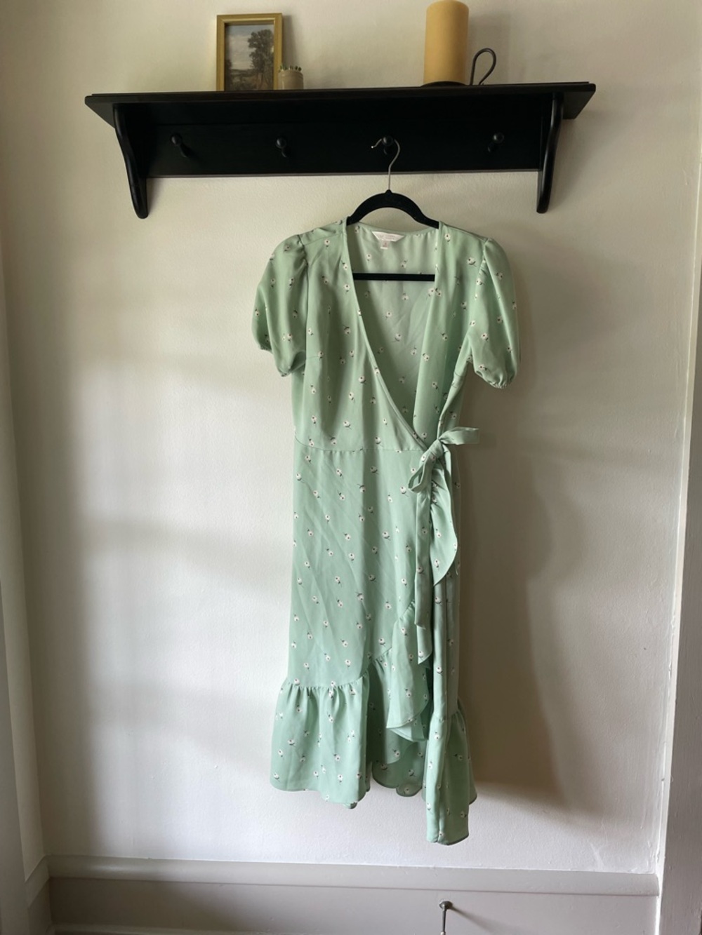 LC Lauren Conrad Mint Green Floral Wrap Midi Dress